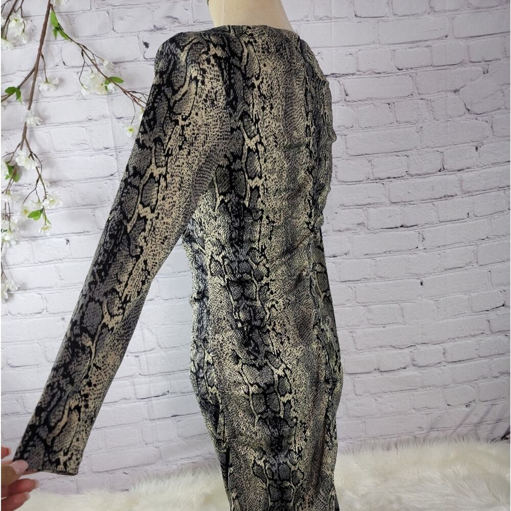 PHILOSOPHY Republic Snakeskin Print Bodycon Dress Ruched Side Back Night Out - Picture 12 of 16